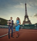 Foto de Rafael Nadal y Serena Williams con la torre Eiffel de fondo